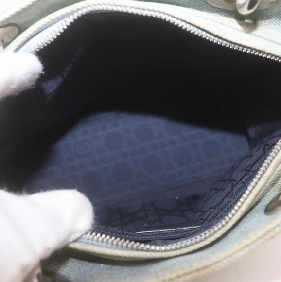 Christian Dior Light Blue Denim Cannage Medium Lady Dior - Picture 7 of 9